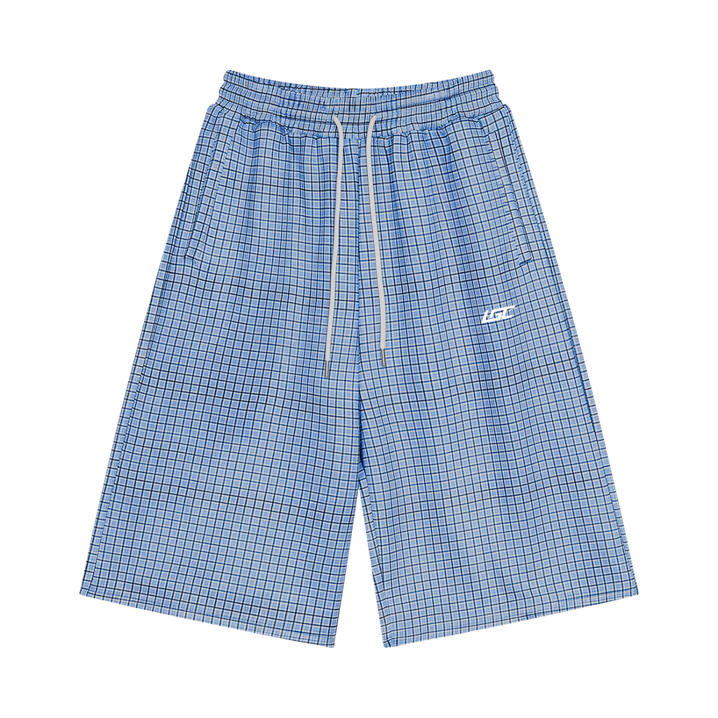 Unisex Plaid Drawstring Shorts
