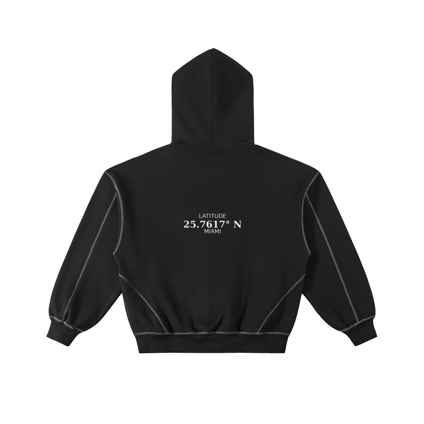 Contrast-Stitched Boxy Fleece Zip Hoodie