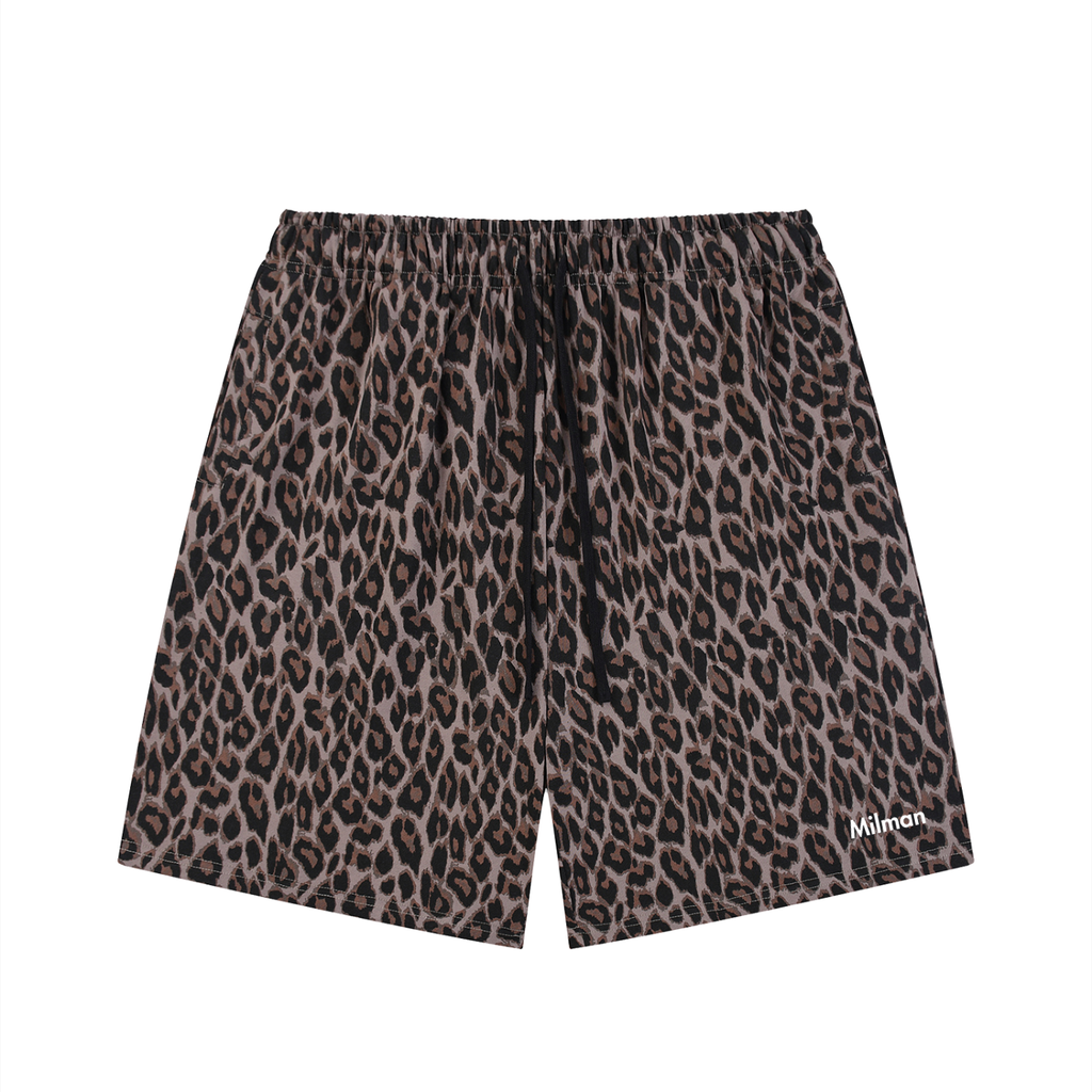 Unisex Heavyweight Leopard Drawstring Shorts