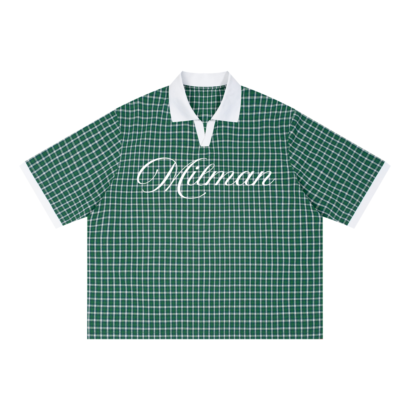 Unisex Boxy Plaid Color Block Polo Shirt