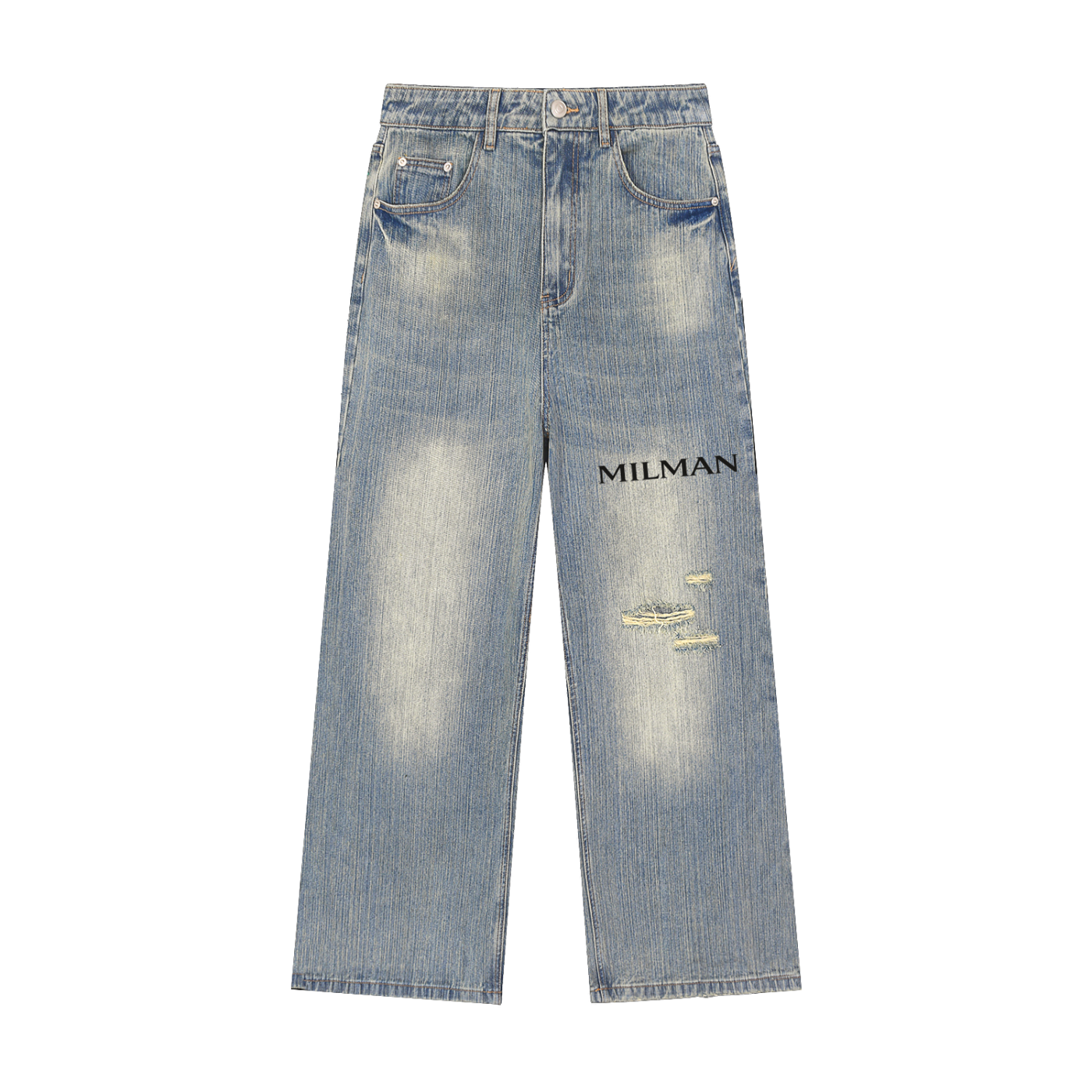 Vintage Wash Distressed Denim Jeans
